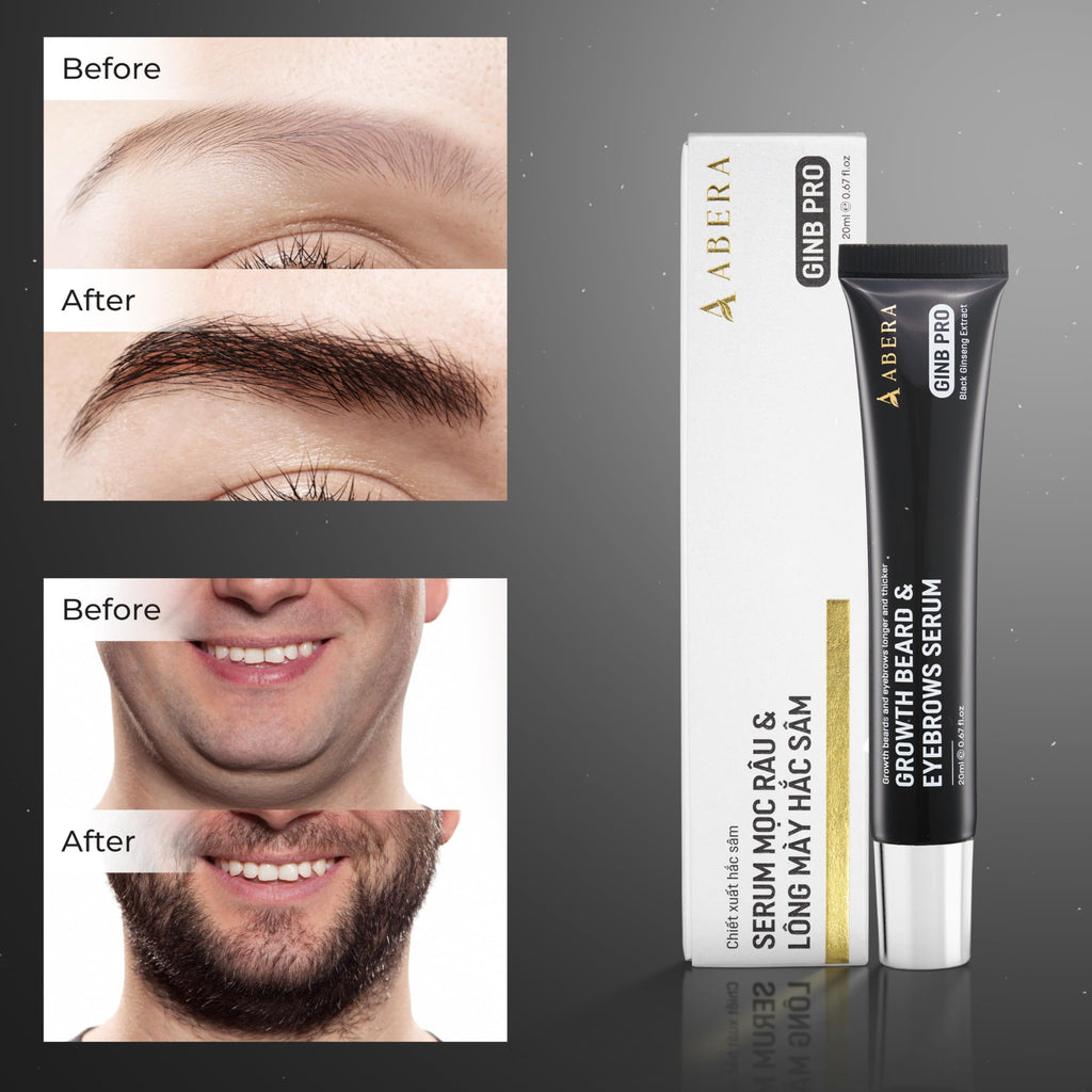 ABERA Ginb Advanced Growth Beard & Eyebrows Serum – Biotin, Acetyl Tetrapeptide-3 & Castor Oil (3 Boxes + Gift)