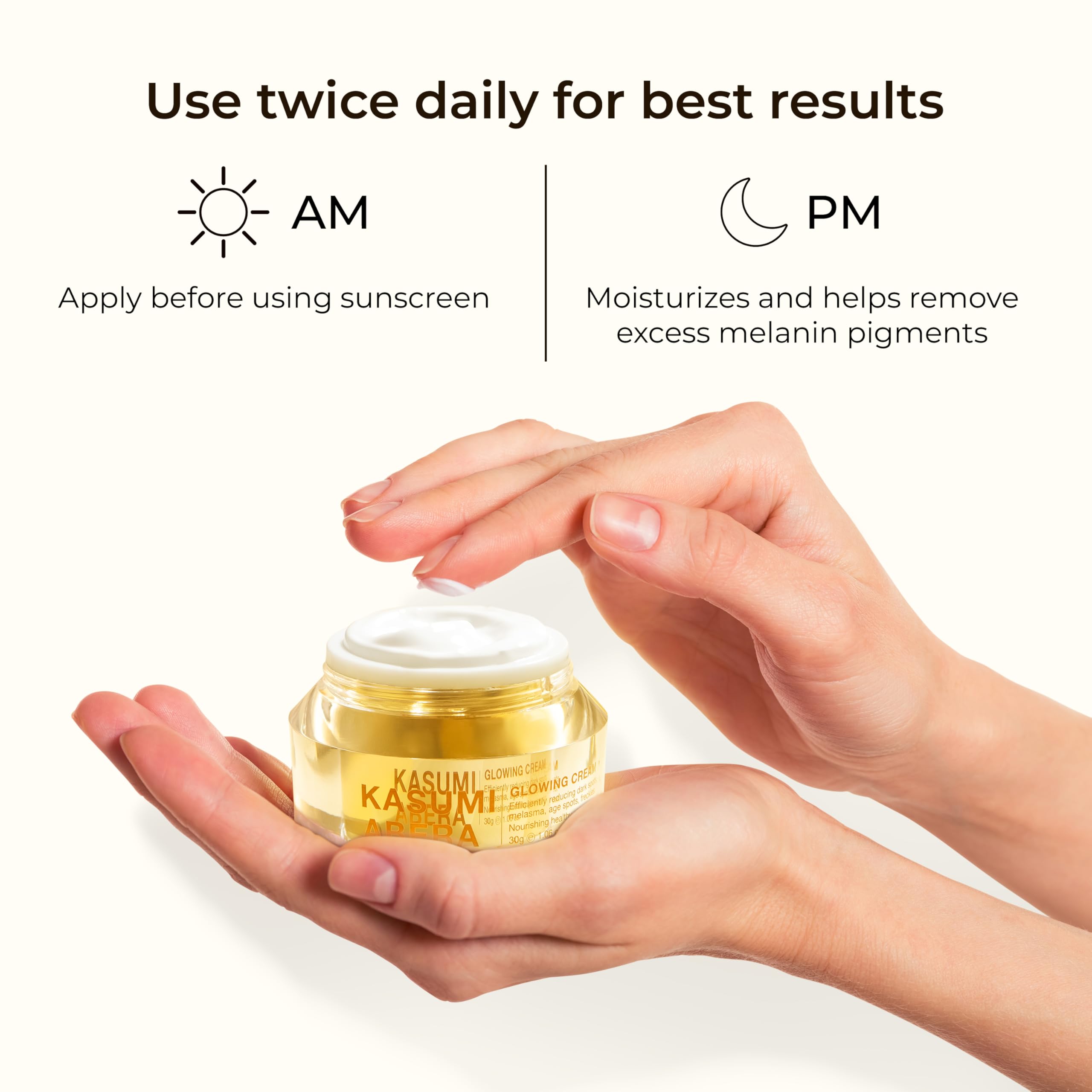 ABERA Kasumi Glowing Cream — Niacinamide + HA, Red Ginseng, Dark Spots & Anti-Aging (1.06 oz) Upgraded