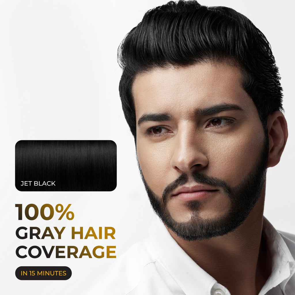ABERA Hair Dye Shampoo Pack – Black Color for Gray Hair | Travel Size & Long-Lasting One-Wash Solution