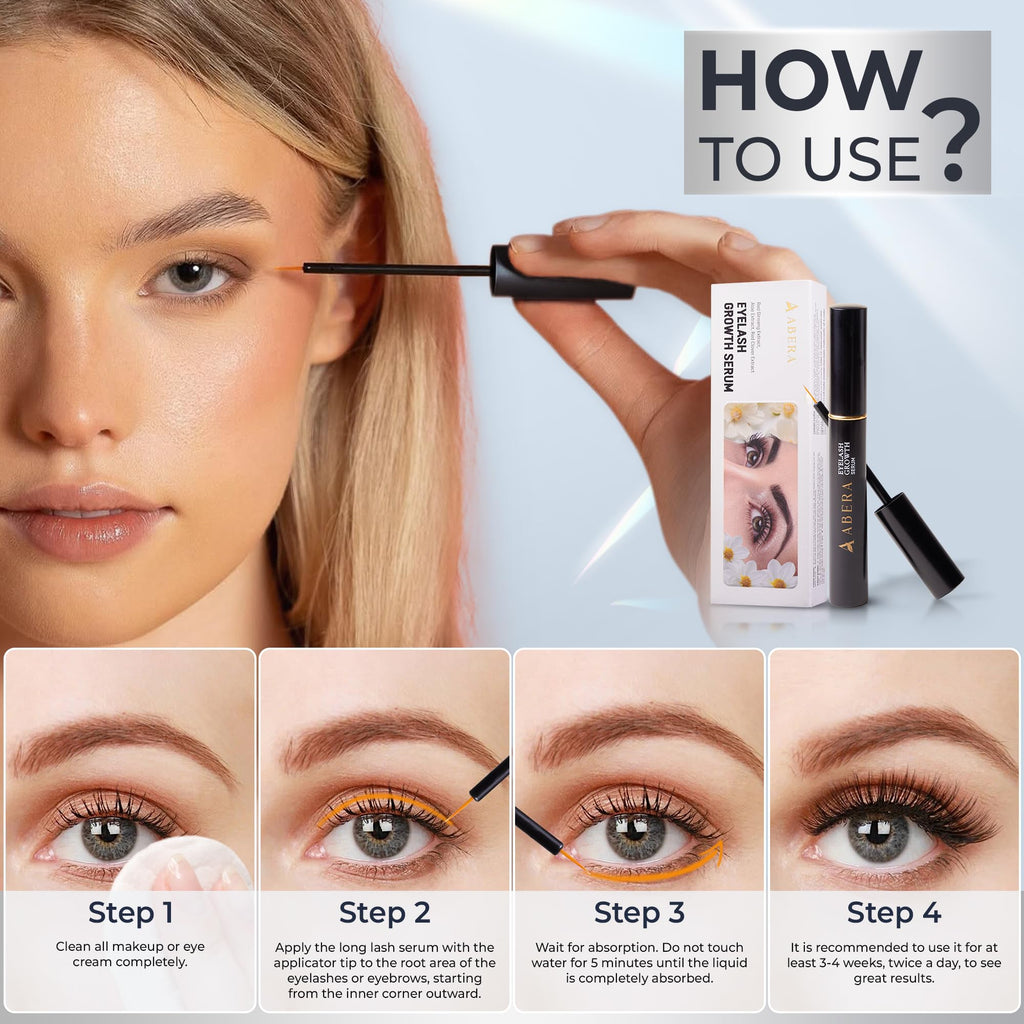 ABERA Misan Eyelash Growth Serum (Upgrade Version) – Natural Lash Booster 3-Pack