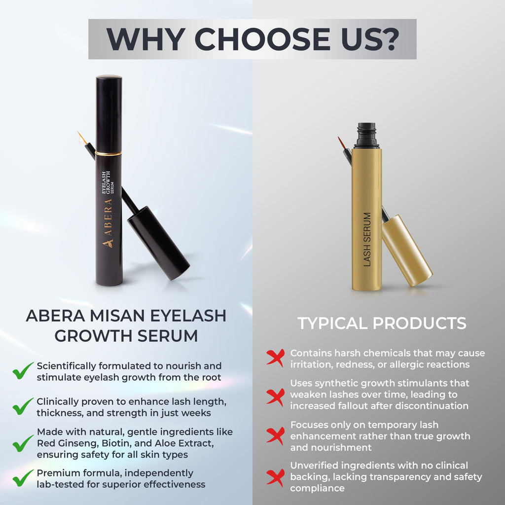 ABERA Misan Eyelash Growth Serum (Upgrade Version) – Natural Lash Booster 3-Pack