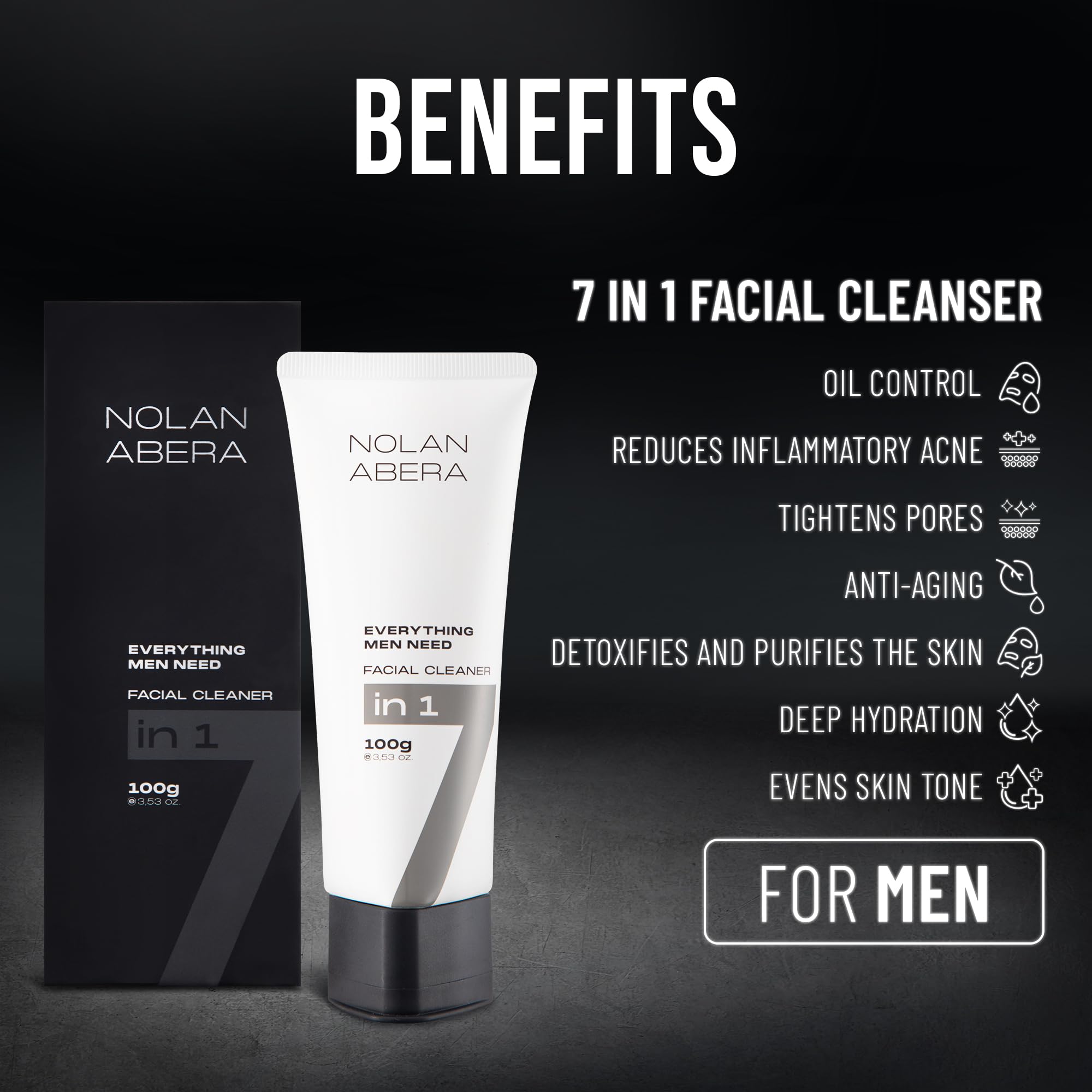 ABERA Nolan Daily Facial Cleanser for Men — Deep Cleansing, Oil Control, 2-Pack Grapefruit Gift
