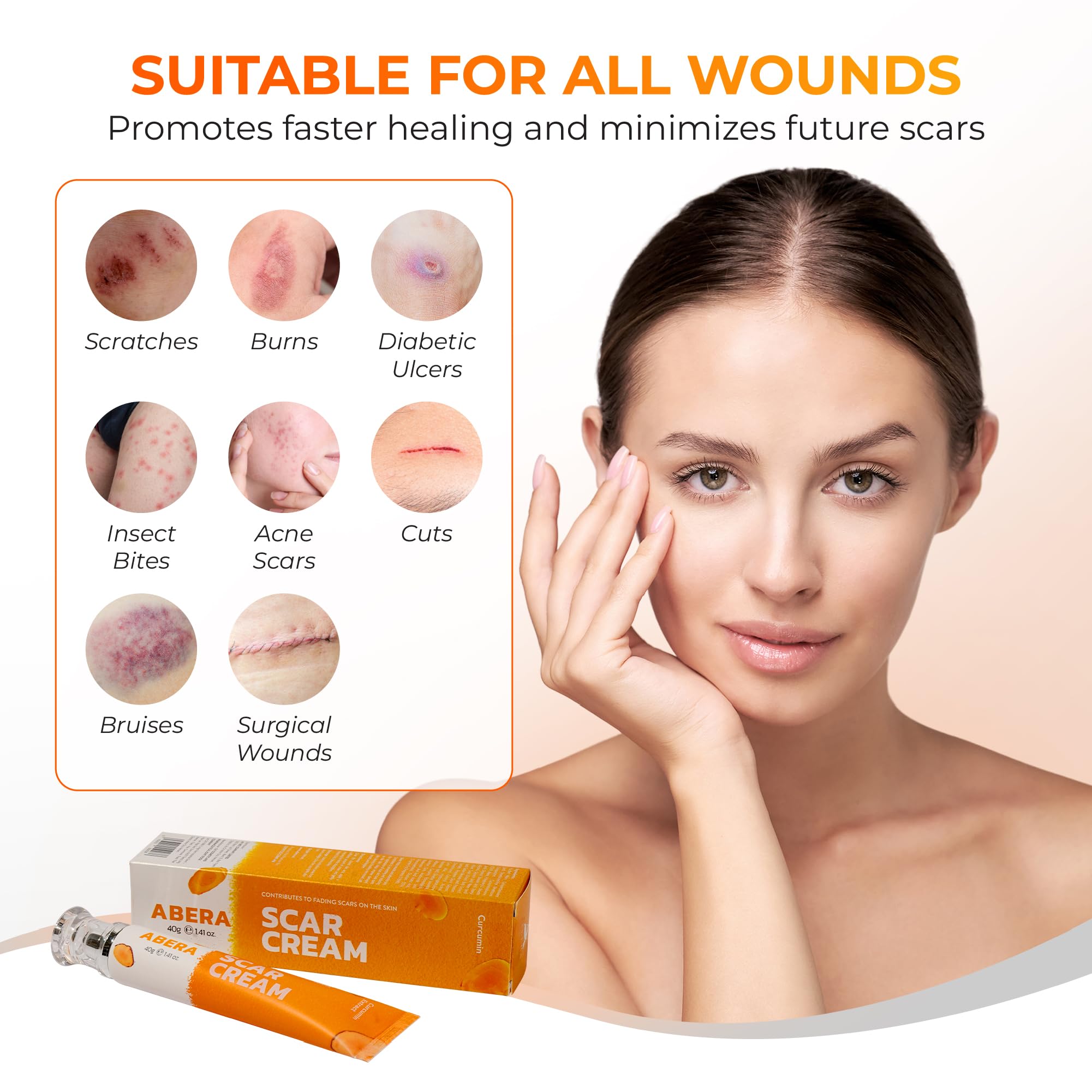 ABERA Scar Cream (Upgrade) – Skin Regeneration & Repair, 1.41 oz per Item (Set 2)