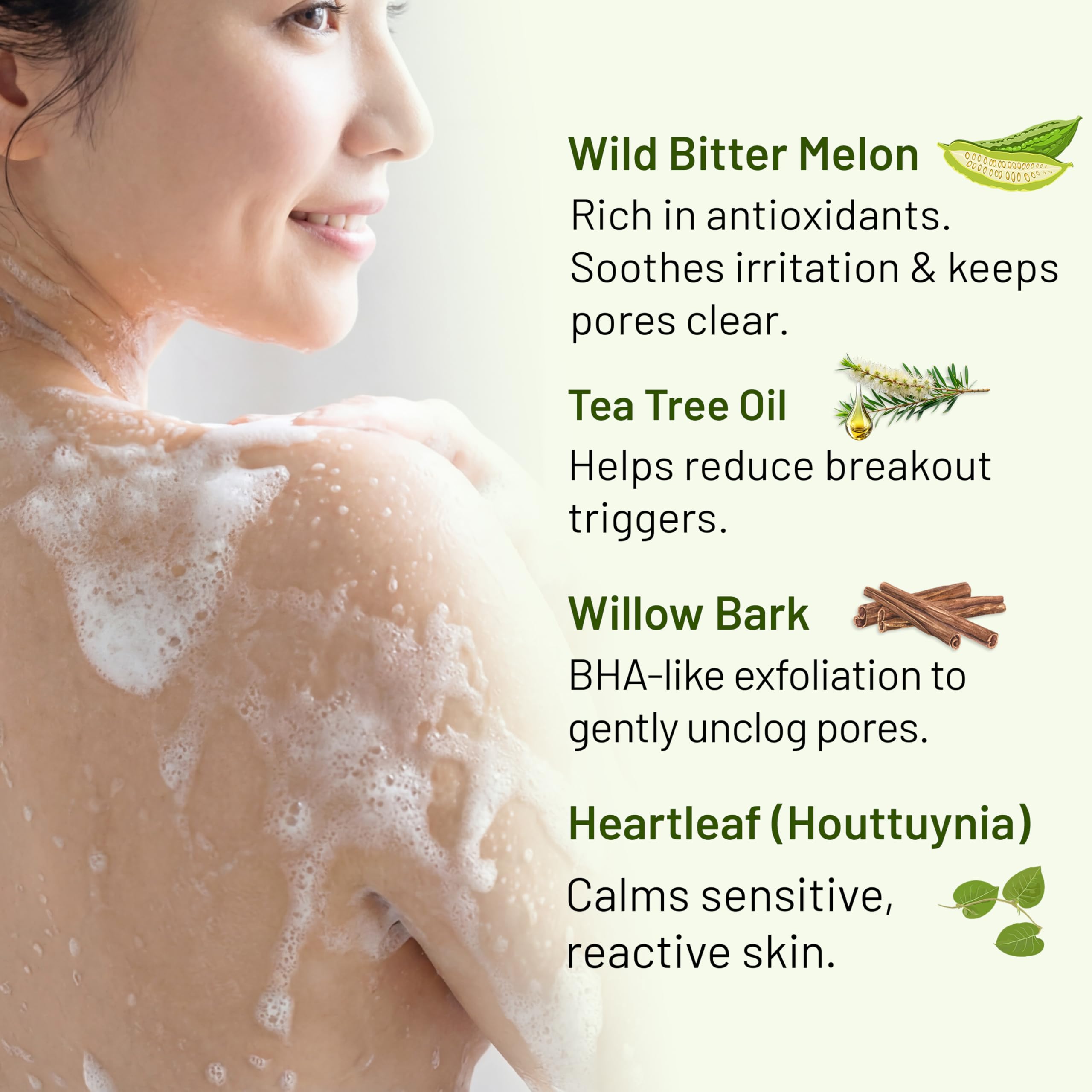 ABERA Folliculitis Body Wash with Wild Bitter Melon & Tea Tree – 10.14 oz