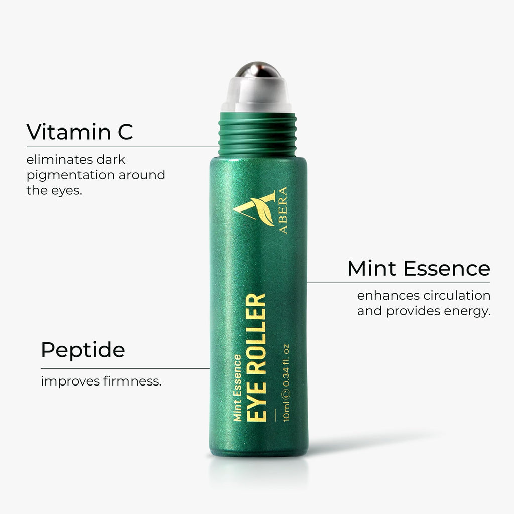 ABERA Eye Roller Serum for Men – Mint Essence, Vitamin C & Peptides | 0.34 fl oz