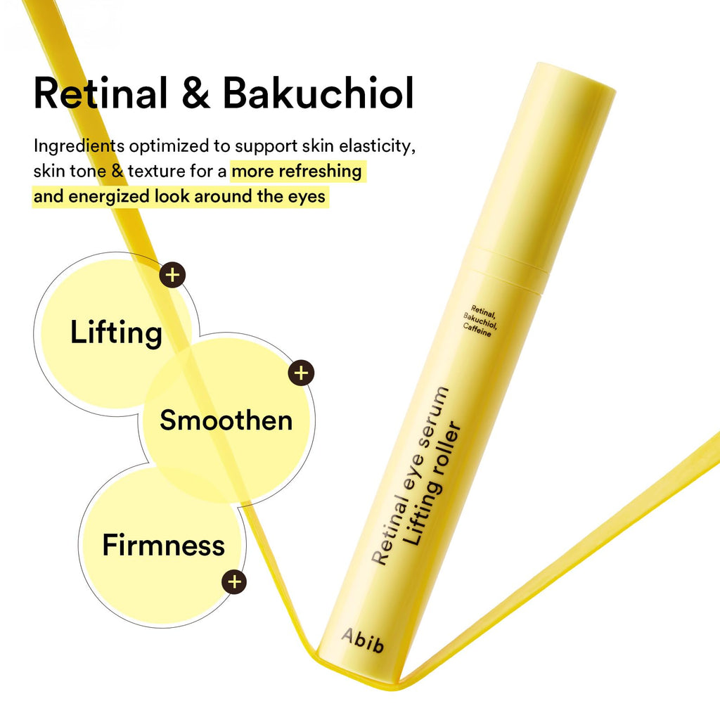 Abib Retinal Eye Serum Lifting Roller – 0.5 Fl Oz (15ml) | Anti-Aging Eye Care with Caffeine & Bakuchiol