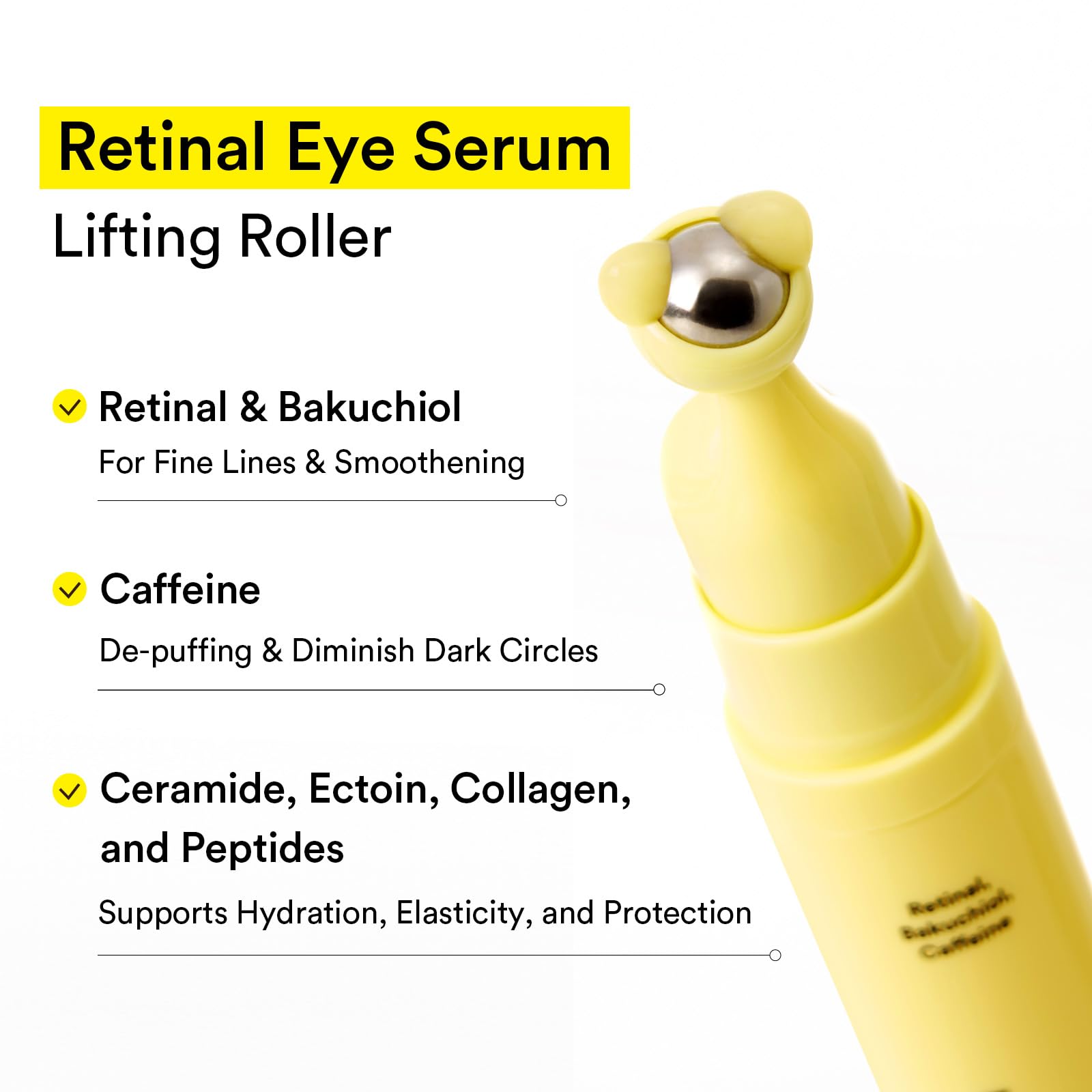 Abib Retinal Eye Serum Lifting Roller – 0.5 Fl Oz (15ml) | Anti-Aging Eye Care with Caffeine & Bakuchiol