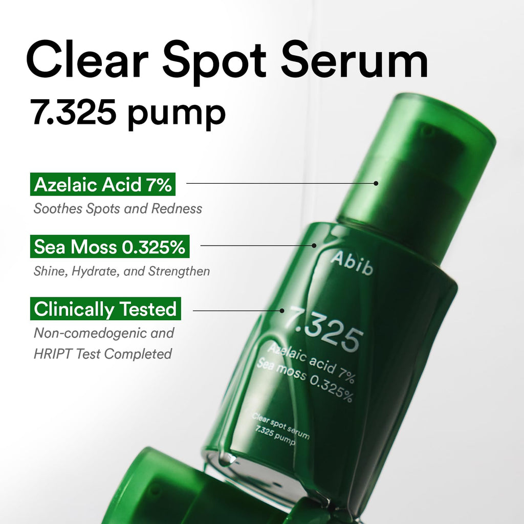 Abib Clear Spot Serum 7.325 Pump with Seamoss Extract, Azelaic Acid, Succinic Acid — 30 mL (1.01 fl oz)