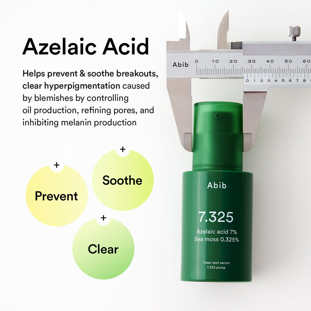 Abib Clear Spot Serum 7.325 Pump with Seamoss Extract, Azelaic Acid, Succinic Acid — 30 mL (1.01 fl oz)