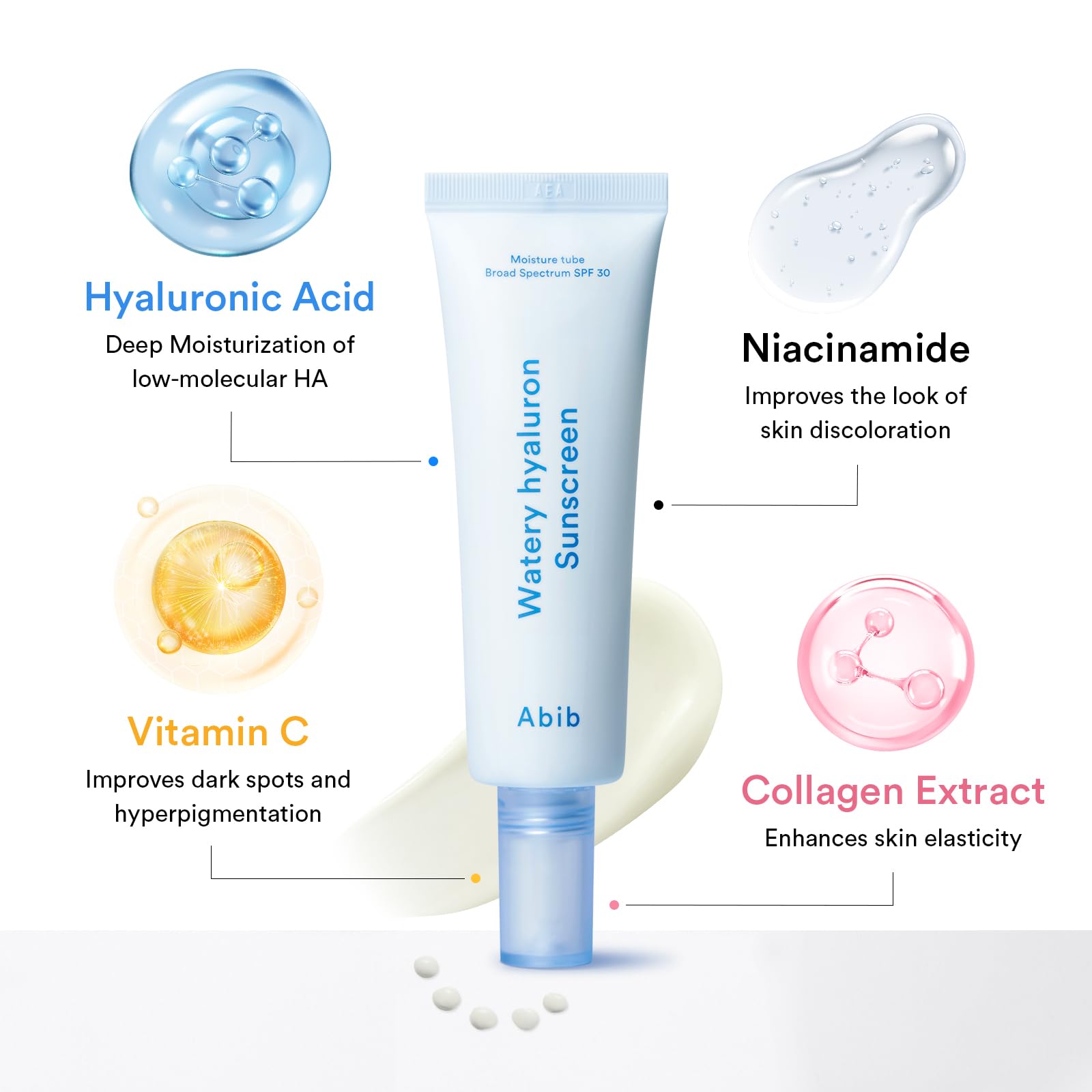 Abib Watery Hyaluron Sunscreen Moisture Tube SPF 30 50ml – Lightweight, No White Cast