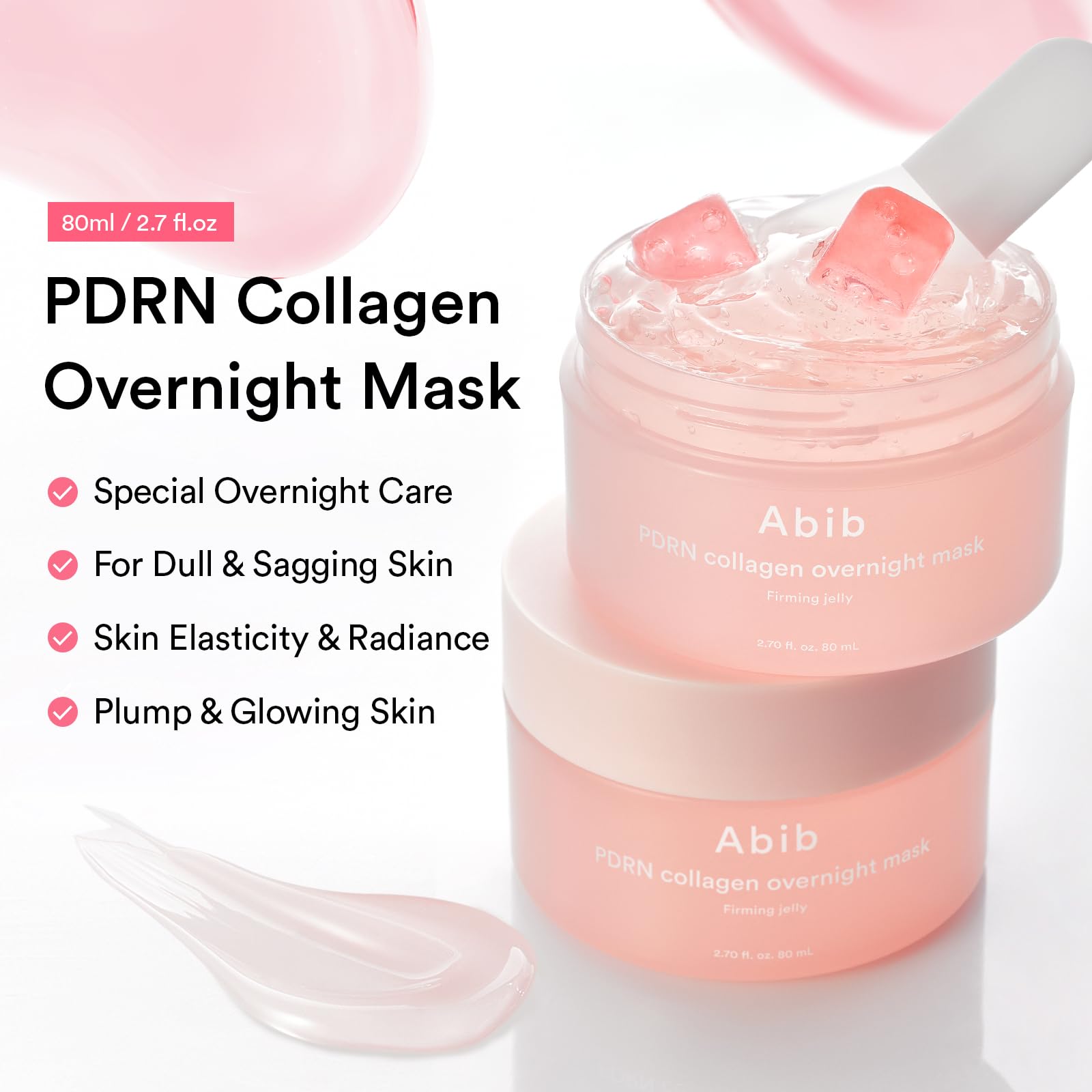 Abib Pink Me Up PDRN 3-Step Glow Kit | Overnight Firming Jelly Mask & Eye Patch Set