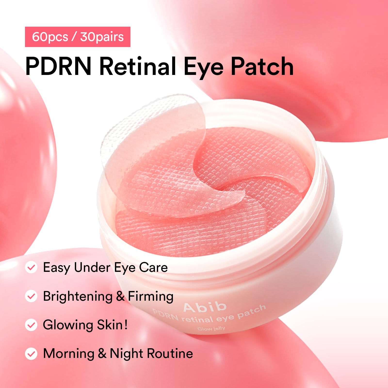 Abib Pink Me Up PDRN 3-Step Glow Kit | Overnight Firming Jelly Mask & Eye Patch Set