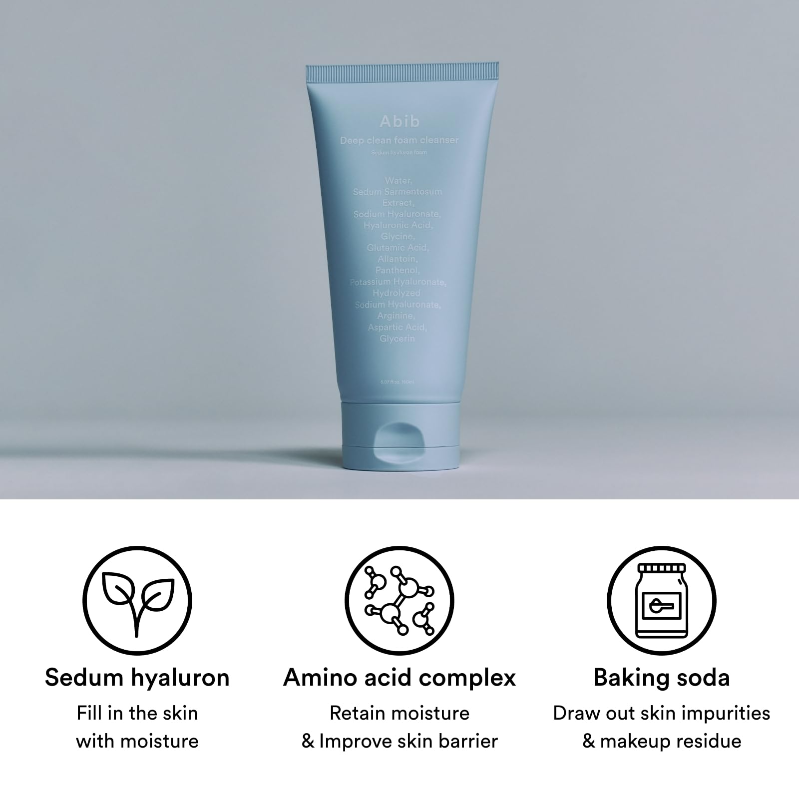 Abib Deep Clean Foam Cleanser Sedum Hyaluron 150ml | Hydrating Daily Cleanser