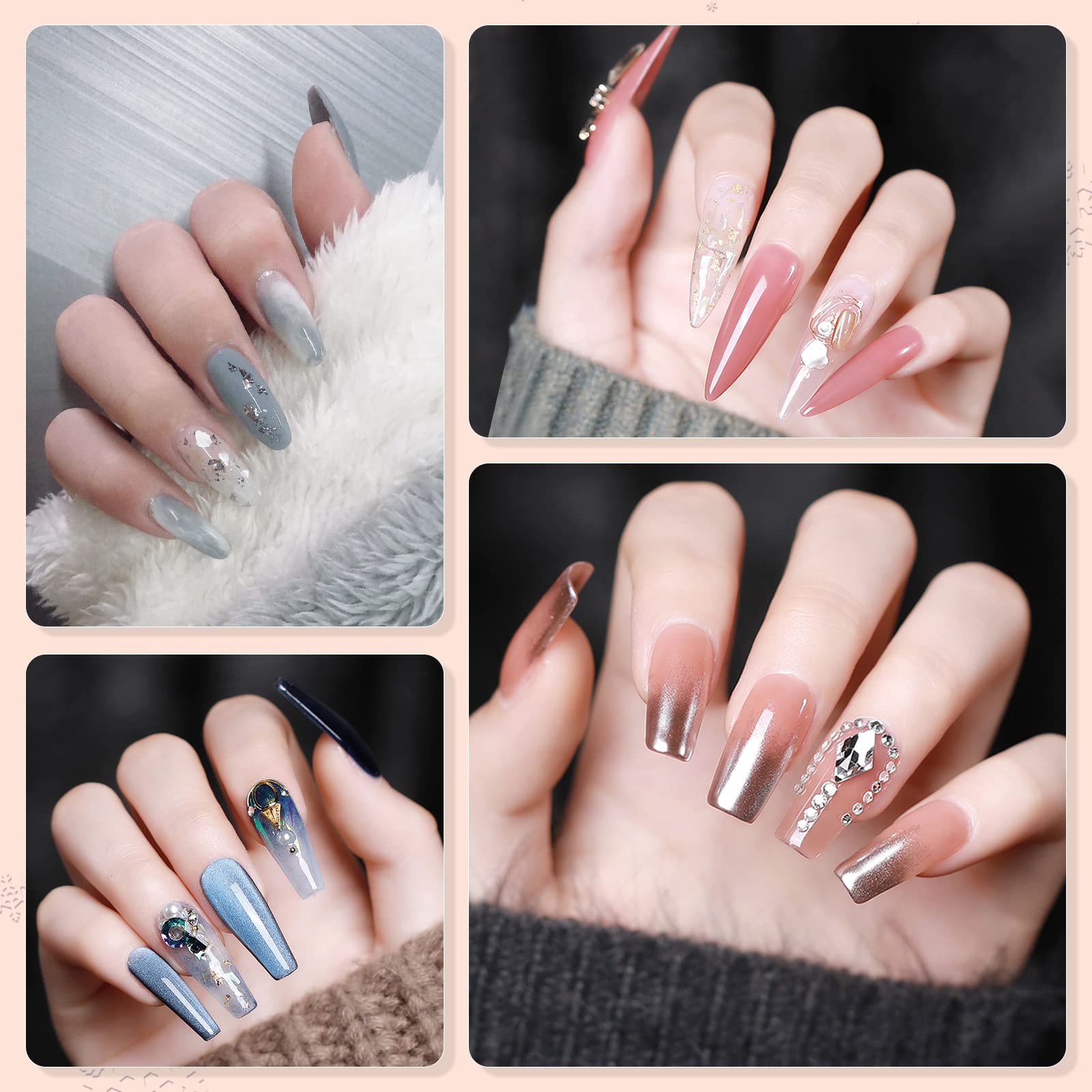 Abodhu Acrylic Nail Tips Kit 500 Pcs – Coffin Half Cover Nails with Glue, Files, Clip & Case