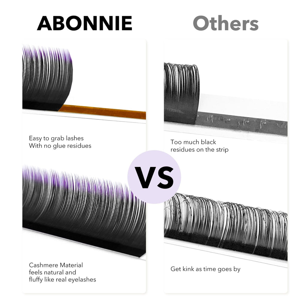 ABONNIE Colored Lash Extensions — 16 Rows Cashmere Lashes, 0.07 D Curl, 17-20mm, Pro Salon Use