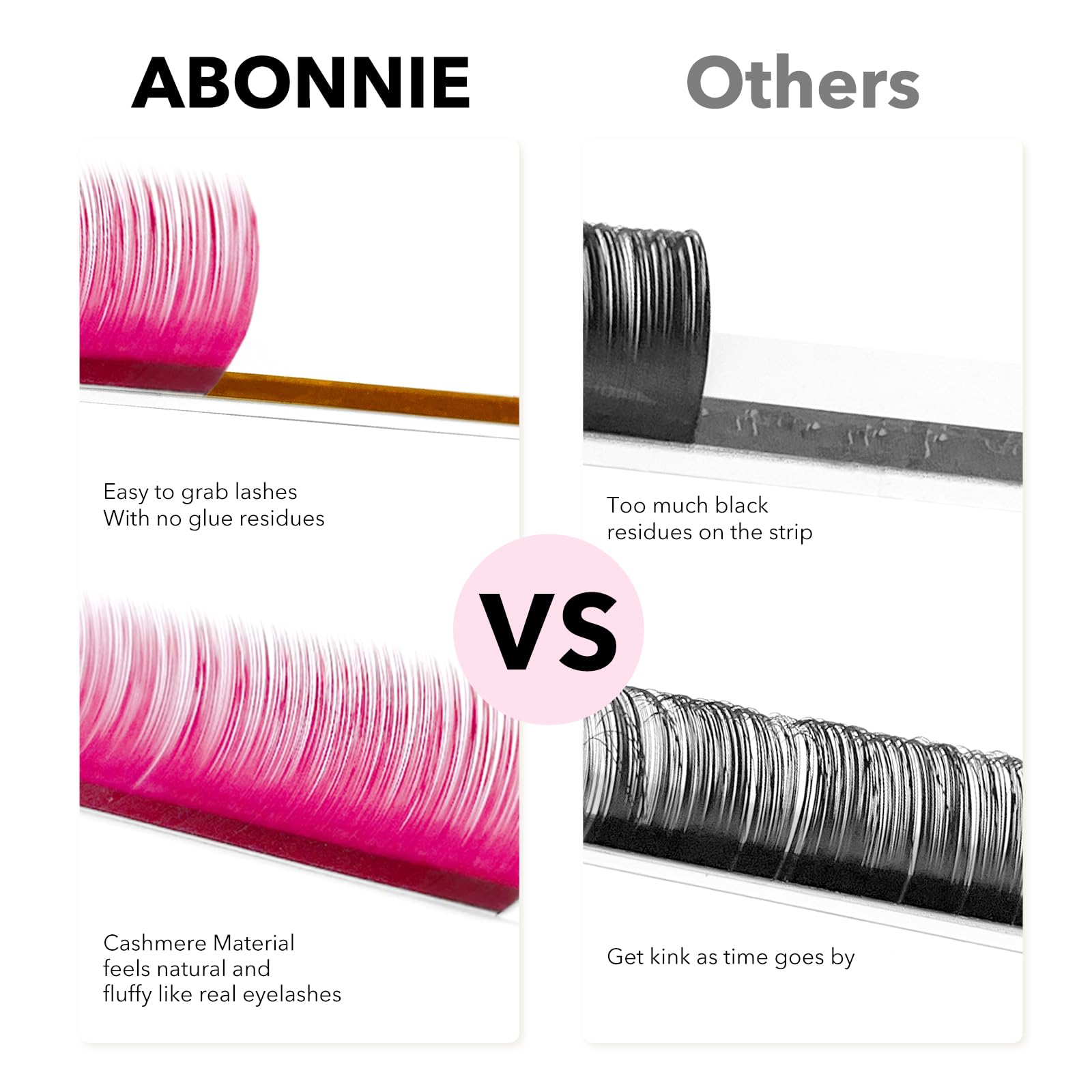 ABONNIE Colored Lash Extensions – 16 Rows Cashmere Lashes, 0.07D Curl, 15mm, Pink Gradient