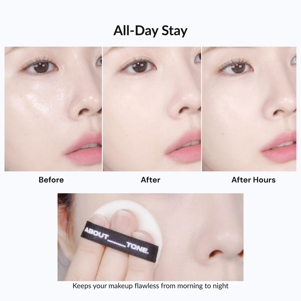 ABOUT TONE Blur Powder Pact 0.32oz – Pressed Powder with Mirror & Puff, Vegan, Ivory 2.5