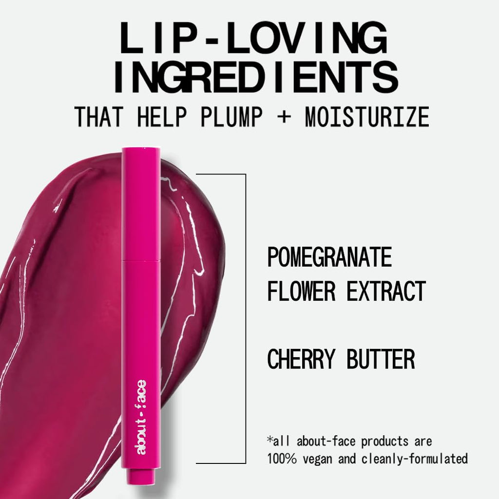 About Face Cherry Pick Lip Color Butter – High-Shine, Hydrating Lip Balm in Berry Smash | Vegan & Cruelty-Free