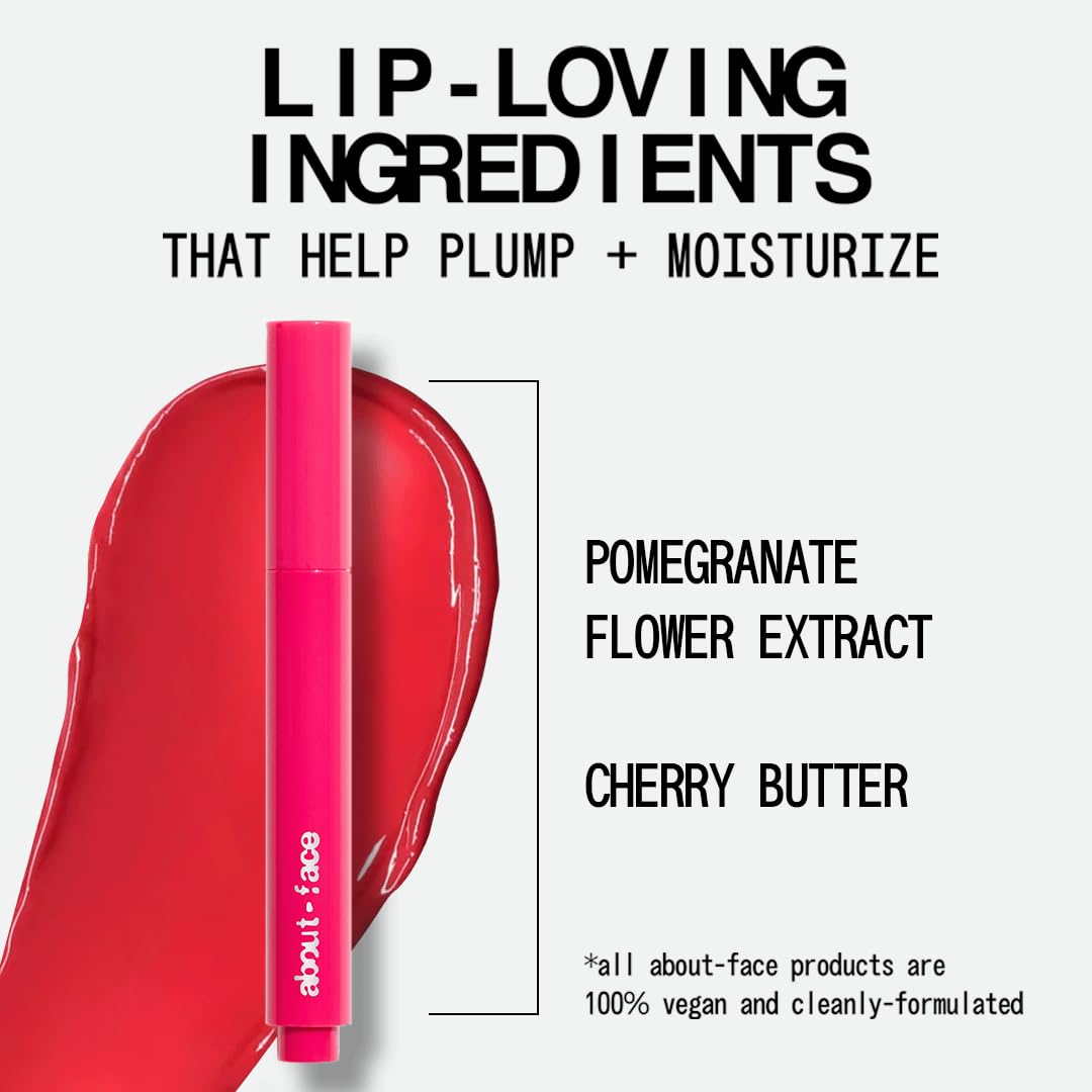 aboutface Cherry Pick Lip Color Butter – High-Shine Hydration, 0.06 oz – Vegan & Cruelty-Free