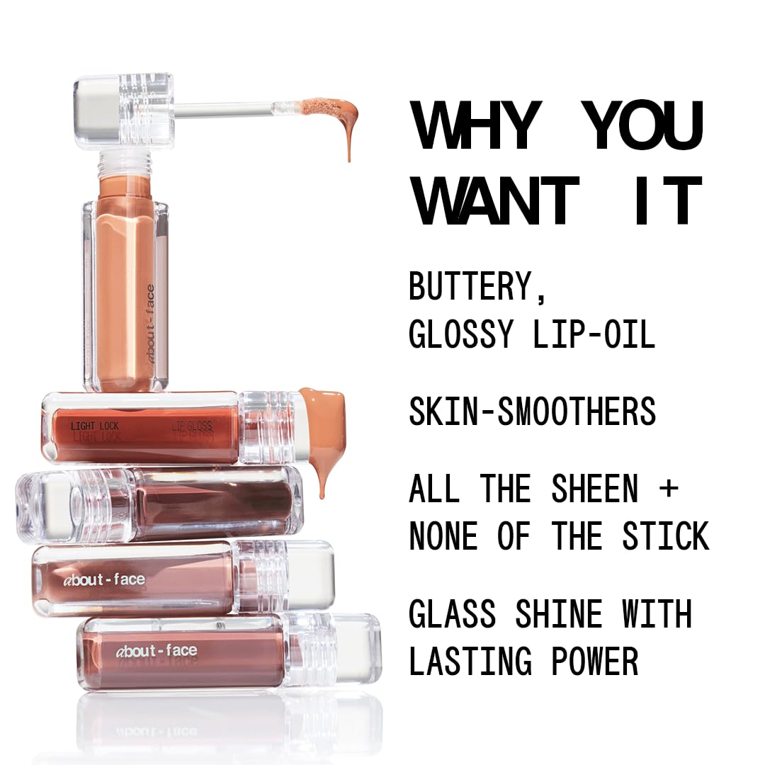 about-face Light Lock Lip Gloss Adore Me – Non-Sticky, High-Shine Lip Oil Gloss (Chestnut) | Vegan, Cruelty-Free