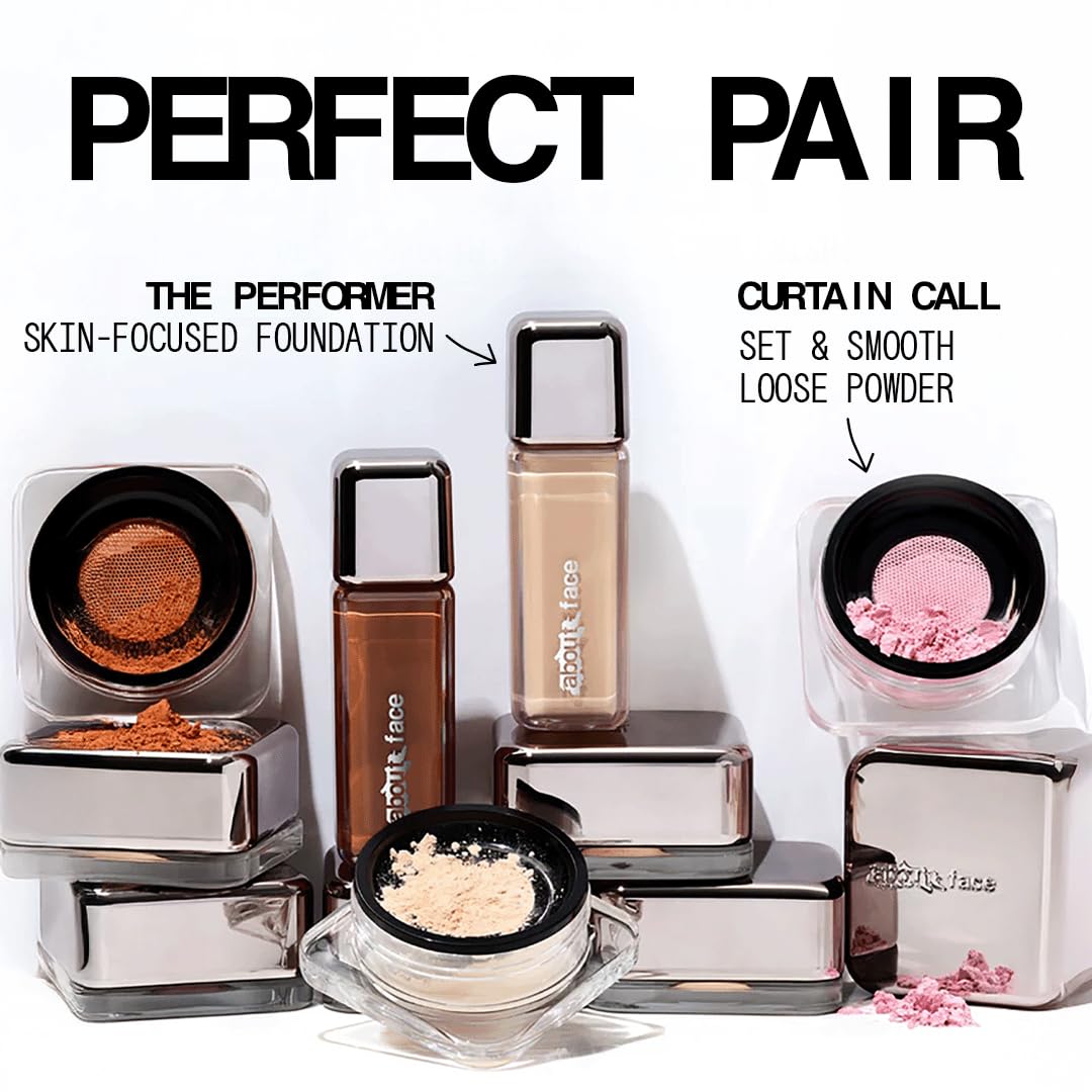 About Face Curtain Call Set + Powder Applause Deep – Lightweight, Oil-Absorbing Setting Powder (0.35 oz)