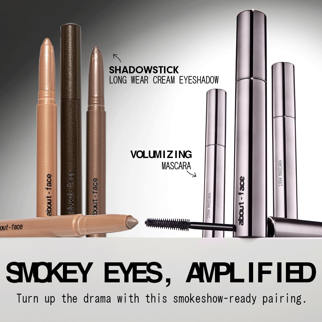 AboutFace Volumizing Mascara – Jet Black | Clean, Vegan, Cruelty-Free | 0.43 oz