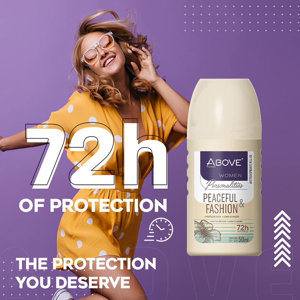 ABOVE Roll-On Personalities Set (4 Pcs) – Peaceful & Fashion Deodorants for Women, 72-Hour Dry Protection