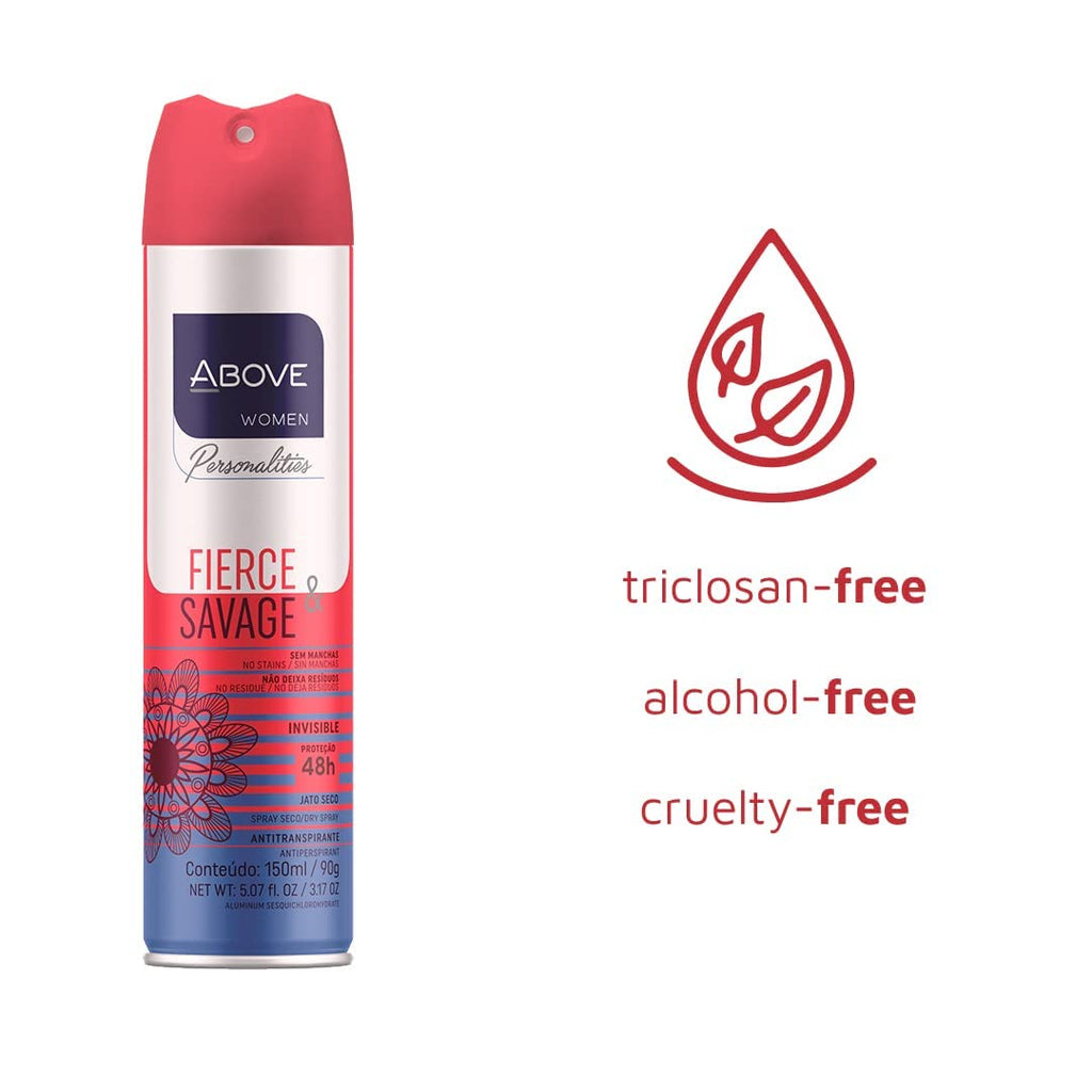 ABOVE Fierce & Savage 4pc Antiperspirant Dry Spray Set – Pink Pepper & Jasmine – Alcohol-Free