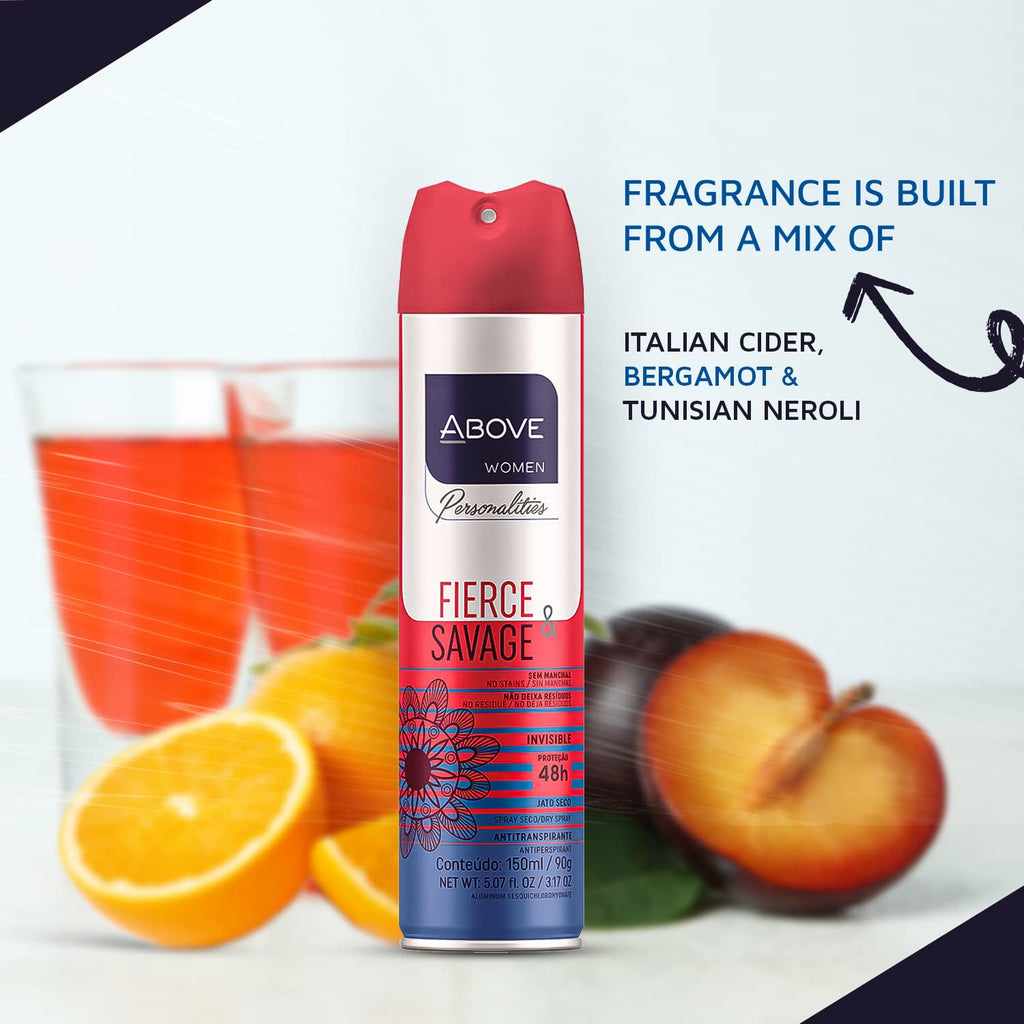 ABOVE Fierce & Savage 4pc Antiperspirant Dry Spray Set – Pink Pepper & Jasmine – Alcohol-Free
