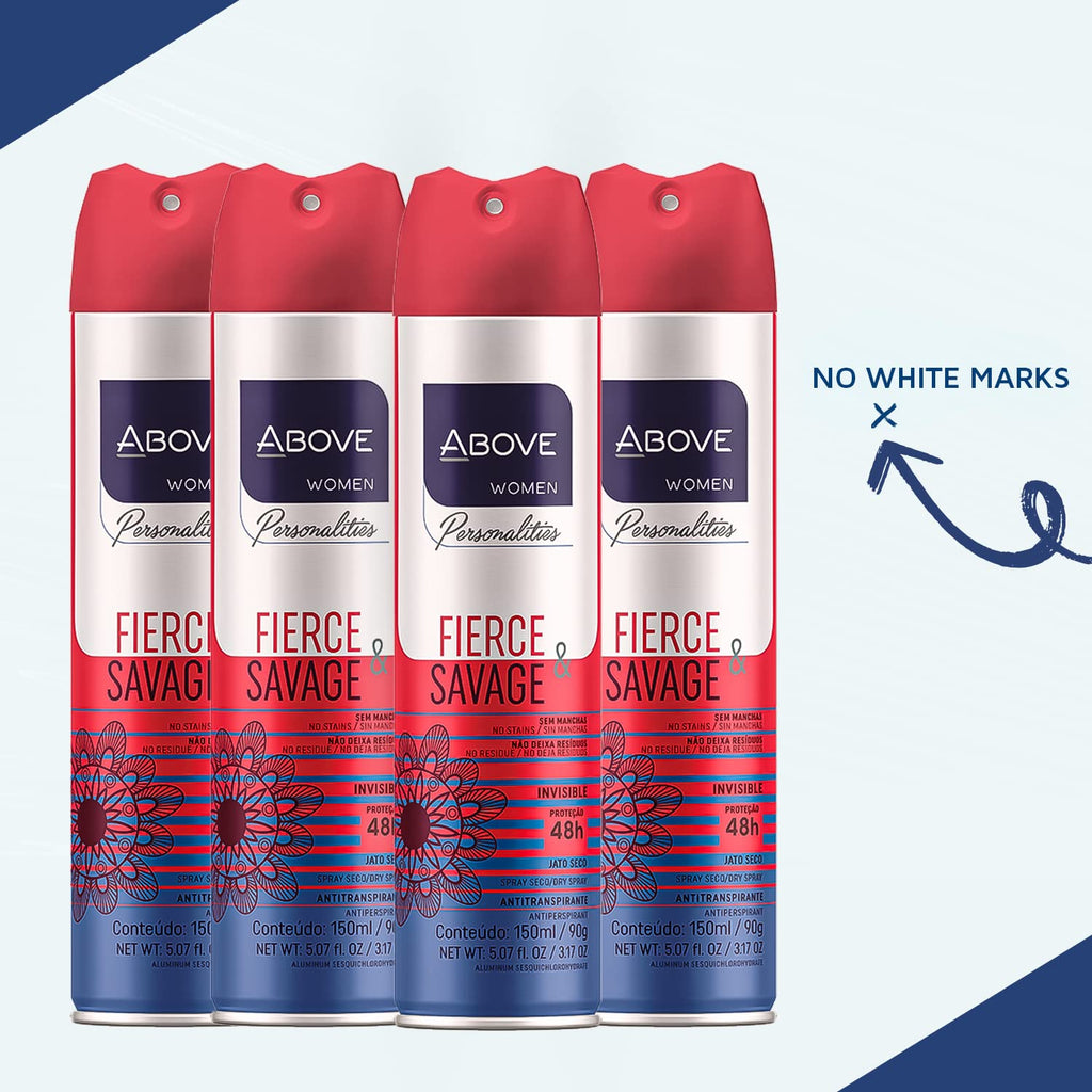 ABOVE Fierce & Savage 4pc Antiperspirant Dry Spray Set – Pink Pepper & Jasmine – Alcohol-Free