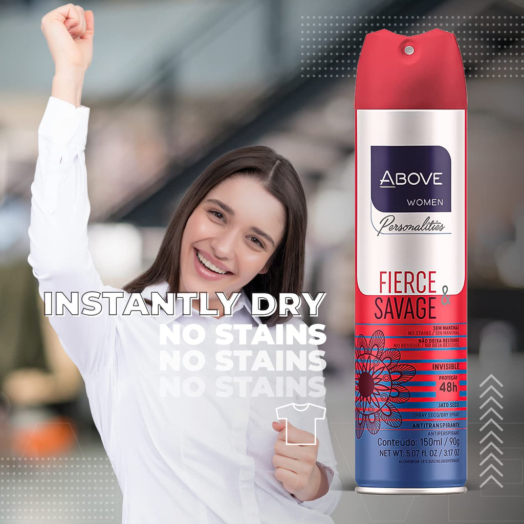 ABOVE Fierce & Savage 4pc Antiperspirant Dry Spray Set – Pink Pepper & Jasmine – Alcohol-Free