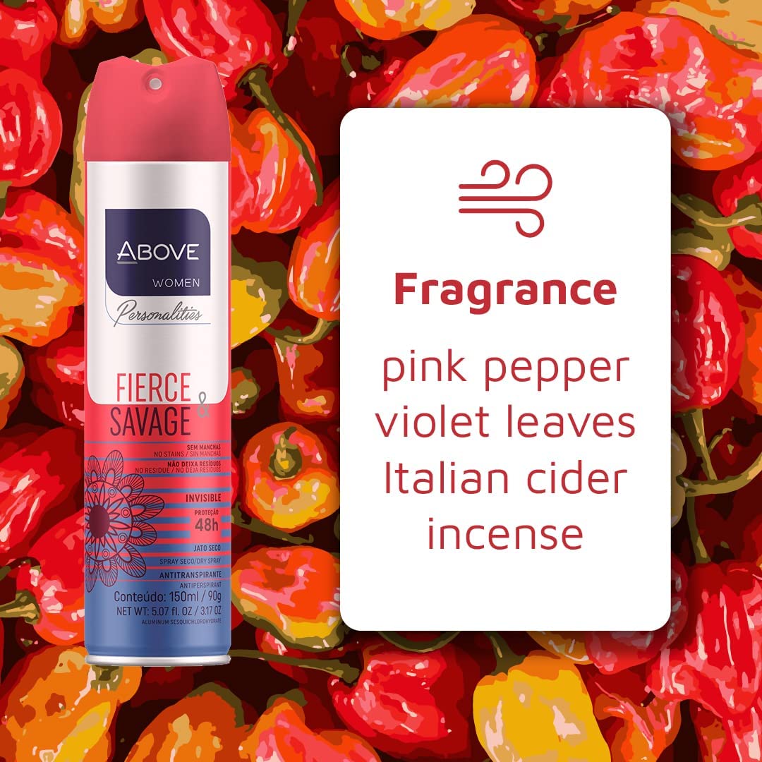 ABOVE Fierce & Savage 4pc Antiperspirant Dry Spray Set – Pink Pepper & Jasmine – Alcohol-Free