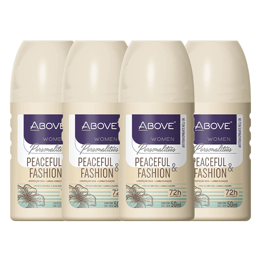 ABOVE Roll-On Personalities Set (4 Pcs) – Peaceful & Fashion Deodorants for Women, 72-Hour Dry Protection