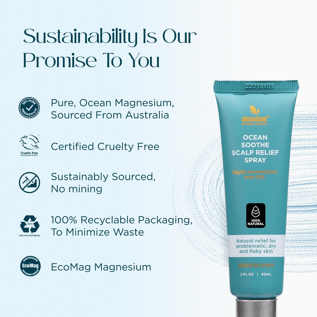 Abundant Natural Health Ocean Soothe Scalp Relief Spray — Fragrance-Free Magnesium Salt, 60mL