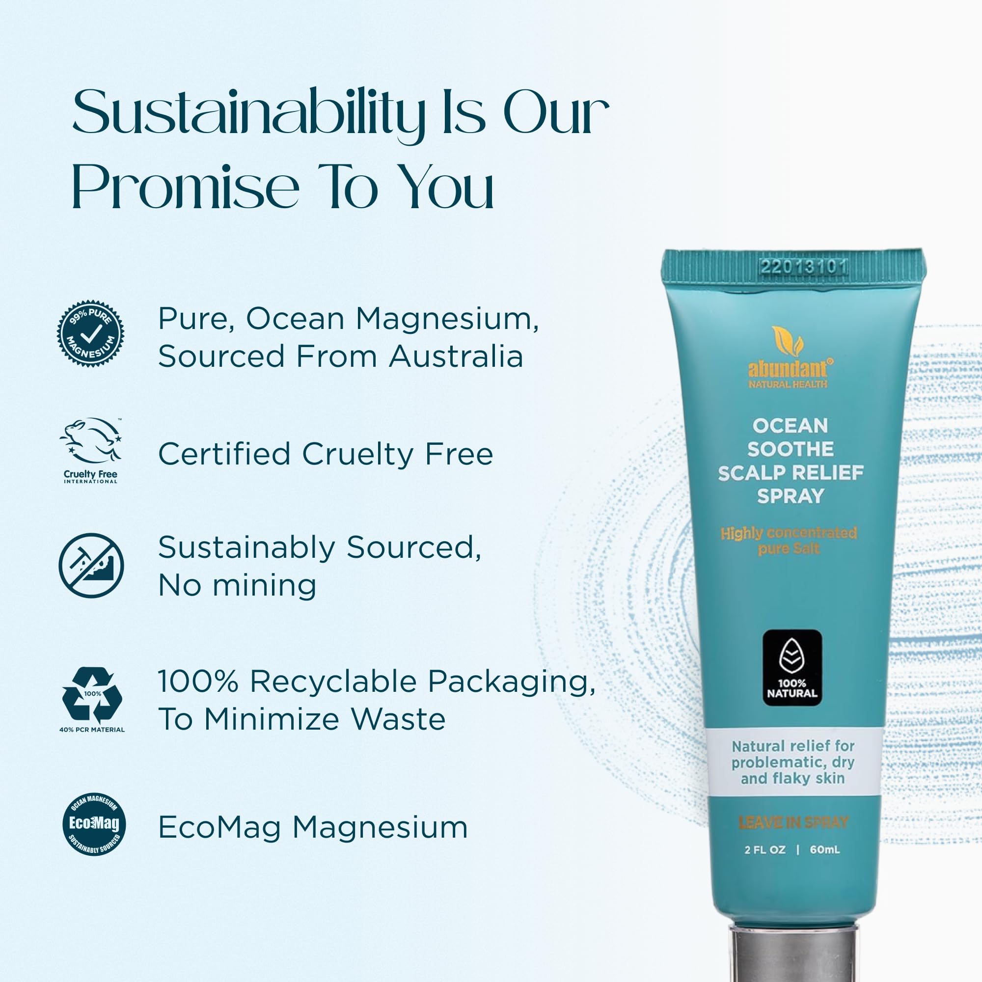 Abundant Natural Health Ocean Soothe Scalp Relief Spray — Fragrance-Free Magnesium Salt, 60mL