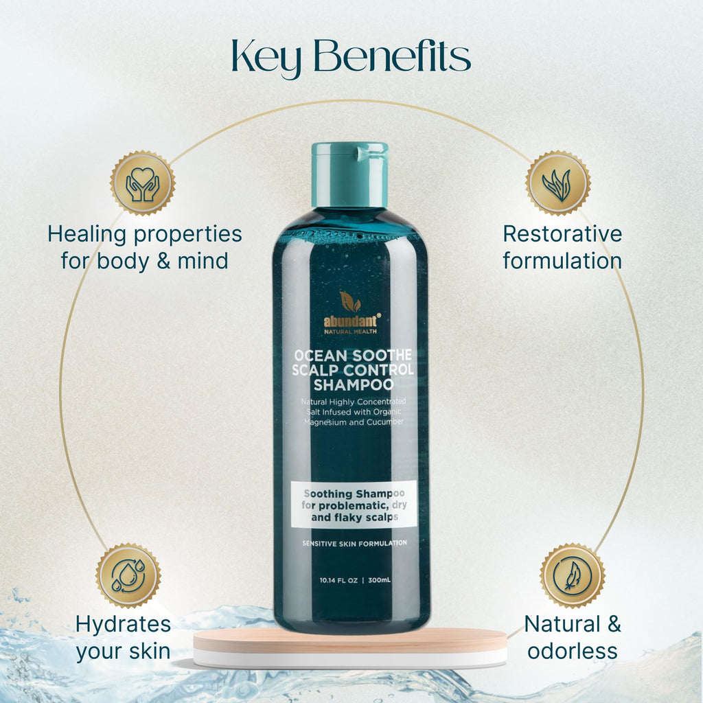Abundant Natural Health Ocean Soothe Scalp Control Shampoo – Magnesium Salt & Cucumber, 300mL