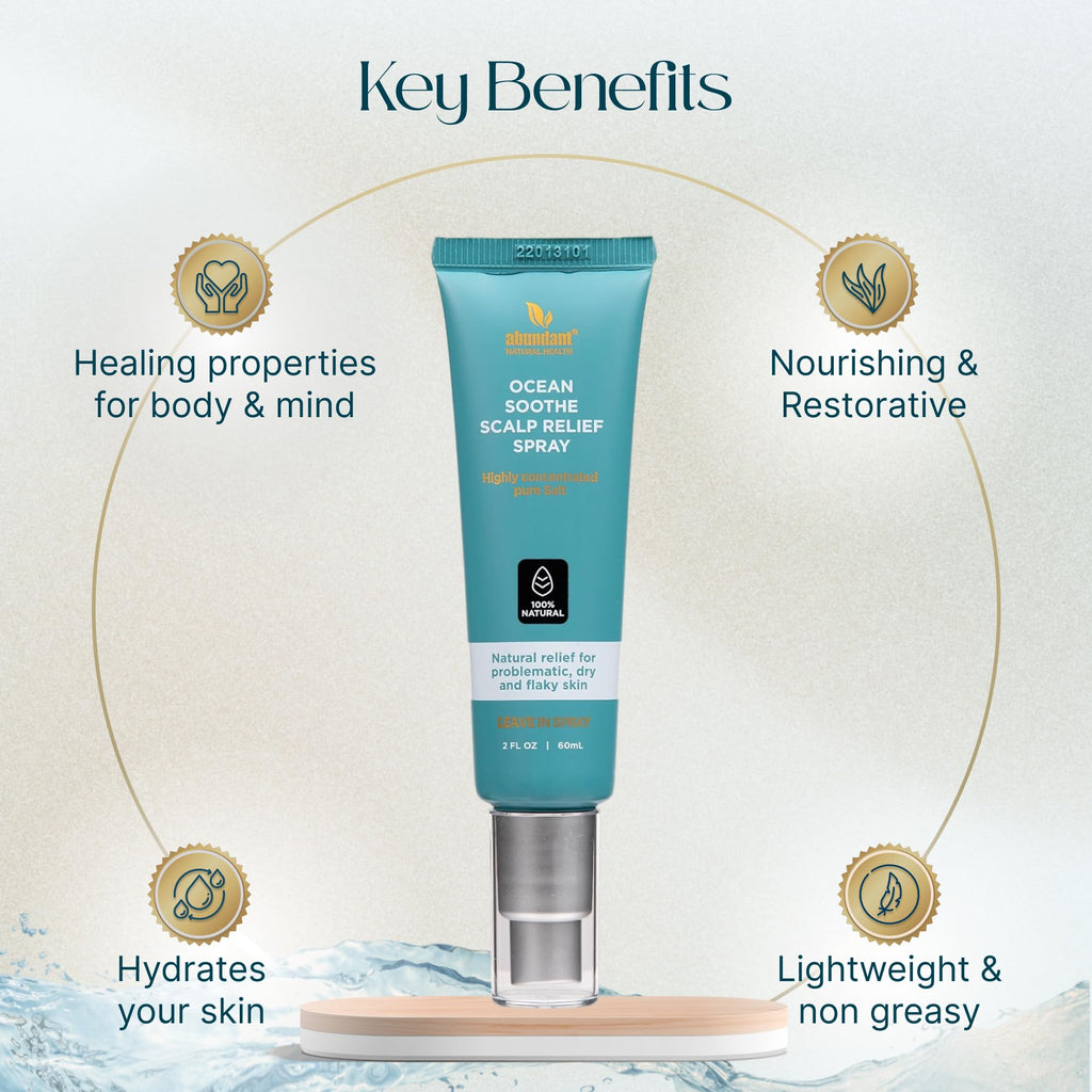Abundant Natural Health Ocean Soothe Scalp Relief Spray — Fragrance-Free Magnesium Salt, 60mL