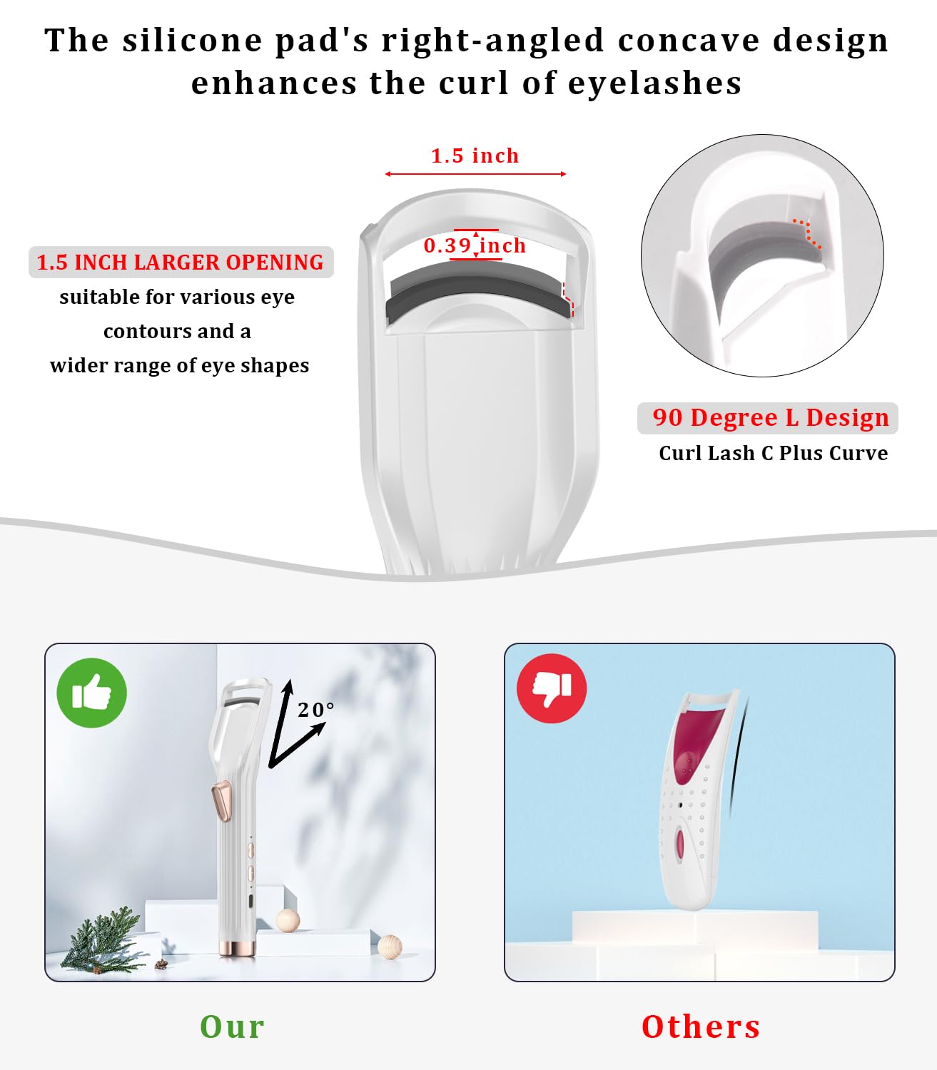 Acavado Premium PRO Heated Eyelash Curler — Fast 8s Heat, 2 Modes, 24h Curl, Type-C Rechargeable