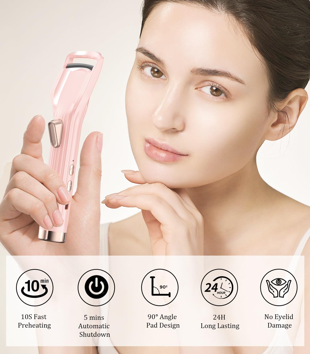 Acavado Heated Eyelash Curler Premium PRO – 8s Heat, 2 Modes, Type-C Pink