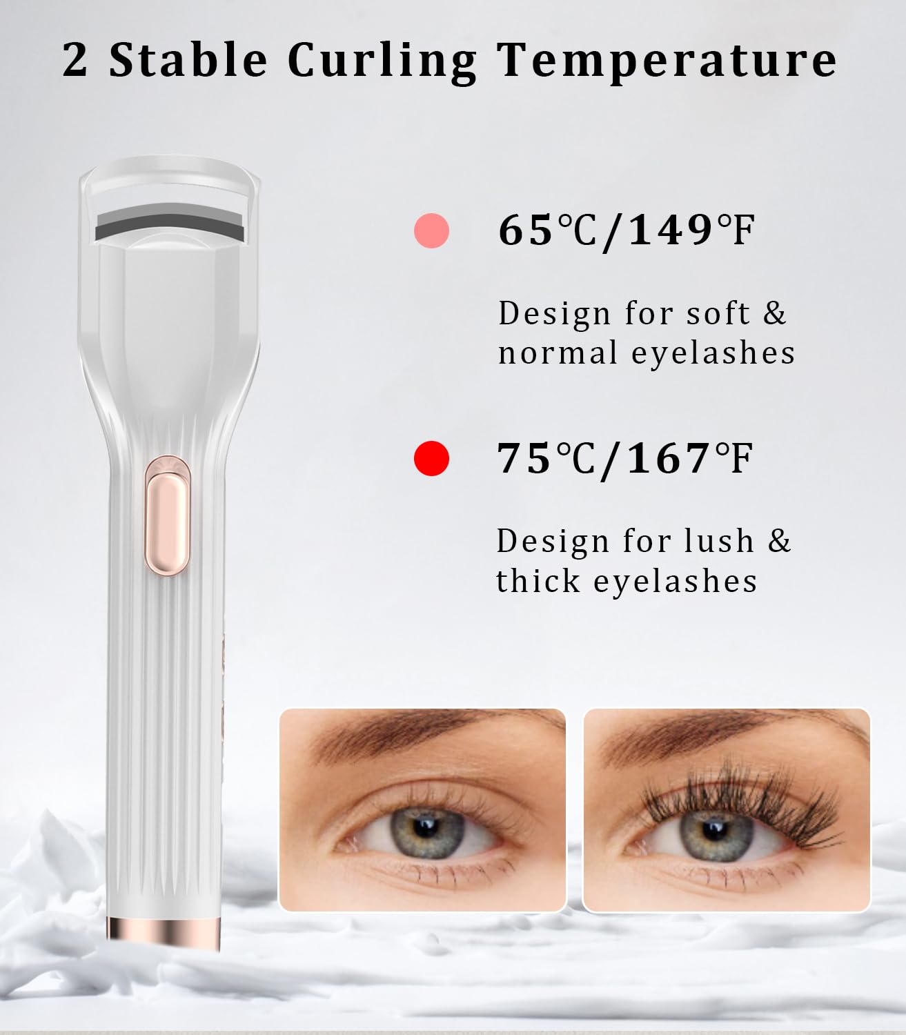 Acavado Heated Eyelash Curler Premium PRO – Fast Heat Up, 2 Temperature Modes, Type-C Rechargeable, Anti-Burn Safety