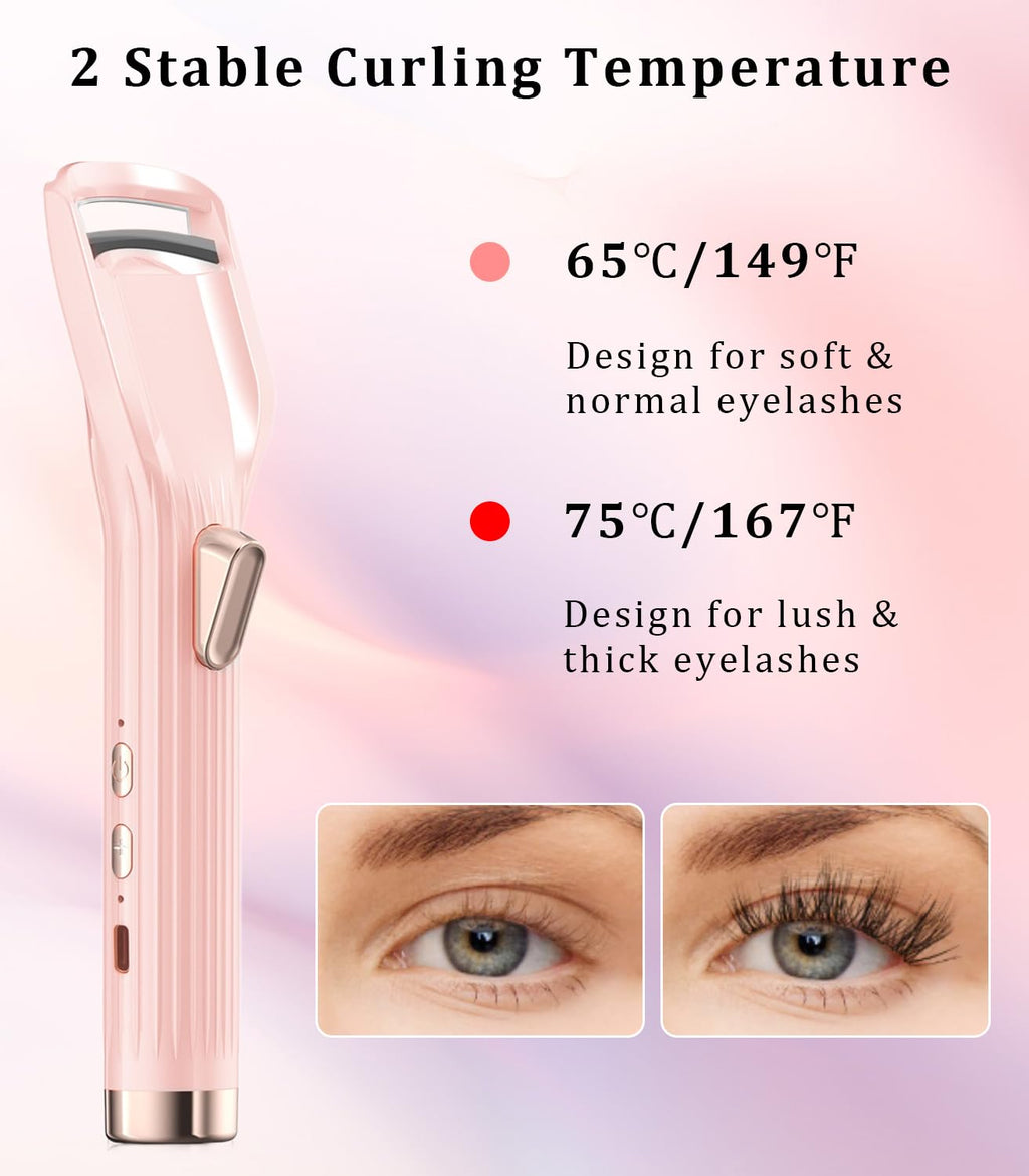 Acavado Heated Eyelash Curler Premium PRO – 8s Heat, 2 Modes, Type-C Pink