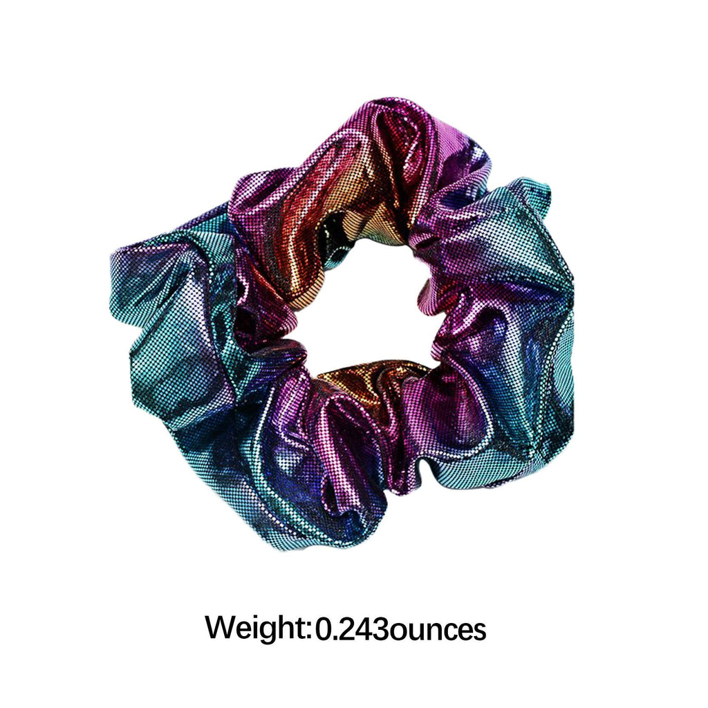 ACCGLORY Shiny Metallic Mermaid Scrunchies – 12-Pack Elastic Hair Ties for Gym, Dance, Club