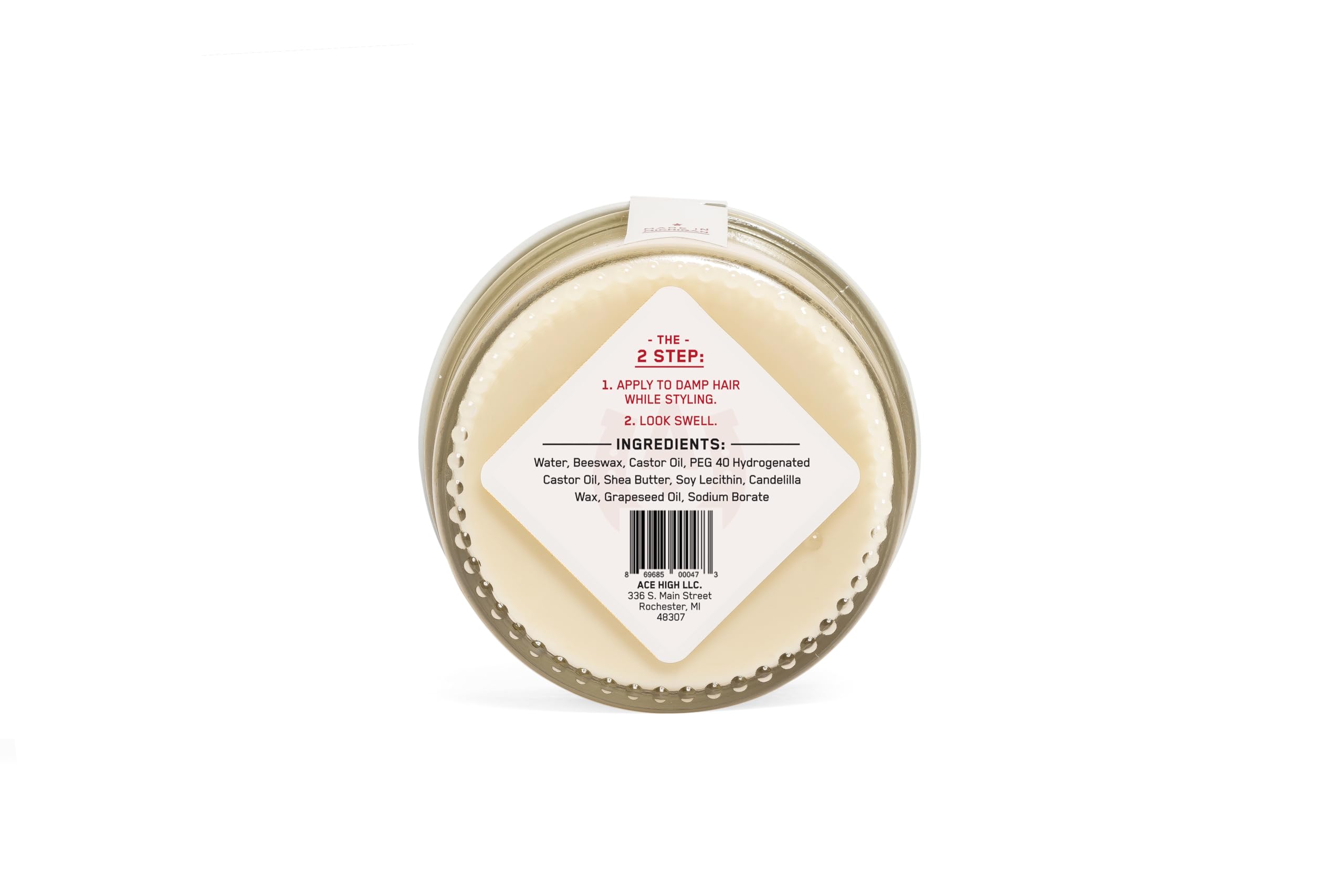 Ace High Unscented Pomade — Strong Hold, Natural Shine, Water Based, Hand Crafted | 4oz