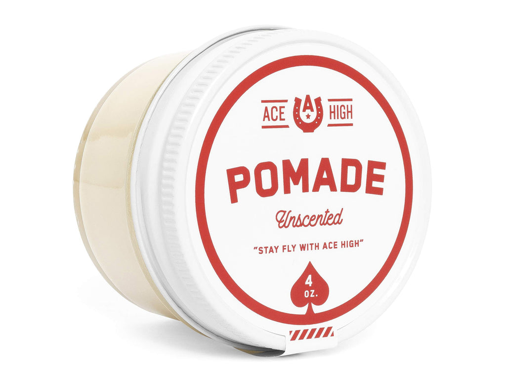 Ace High Unscented Pomade — Strong Hold, Natural Shine, Water Based, Hand Crafted | 4oz