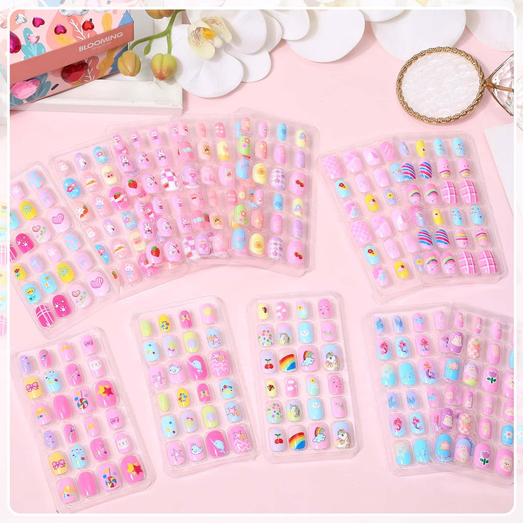 Acejoz 288-Piece Kids Nails Set – Pre-Glue Press-On Nails for Girls 8-12