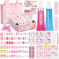 Acejoz 144-Pcs Kids Press-On Nails Kit with Glue, Tips & Gift Set for Girls 8-12
