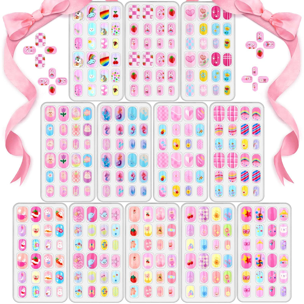 Acejoz 288-Piece Kids Nails Set – Pre-Glue Press-On Nails for Girls 8-12