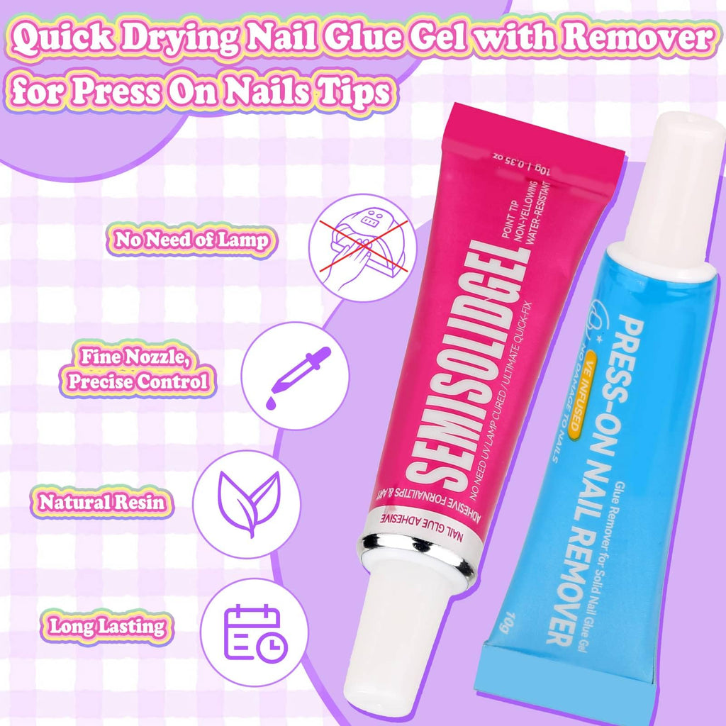 Acejoz 144-Pcs Kids Press-On Nails Kit with Glue, Tips & Gift Set for Girls 8-12