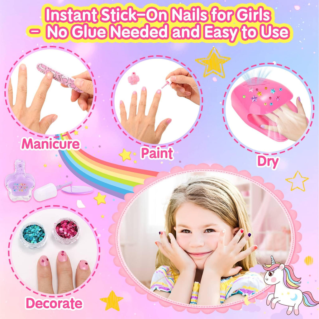 Acejoz Kids Nail Polish & Press-On Nails Set | Non-Toxic Kit