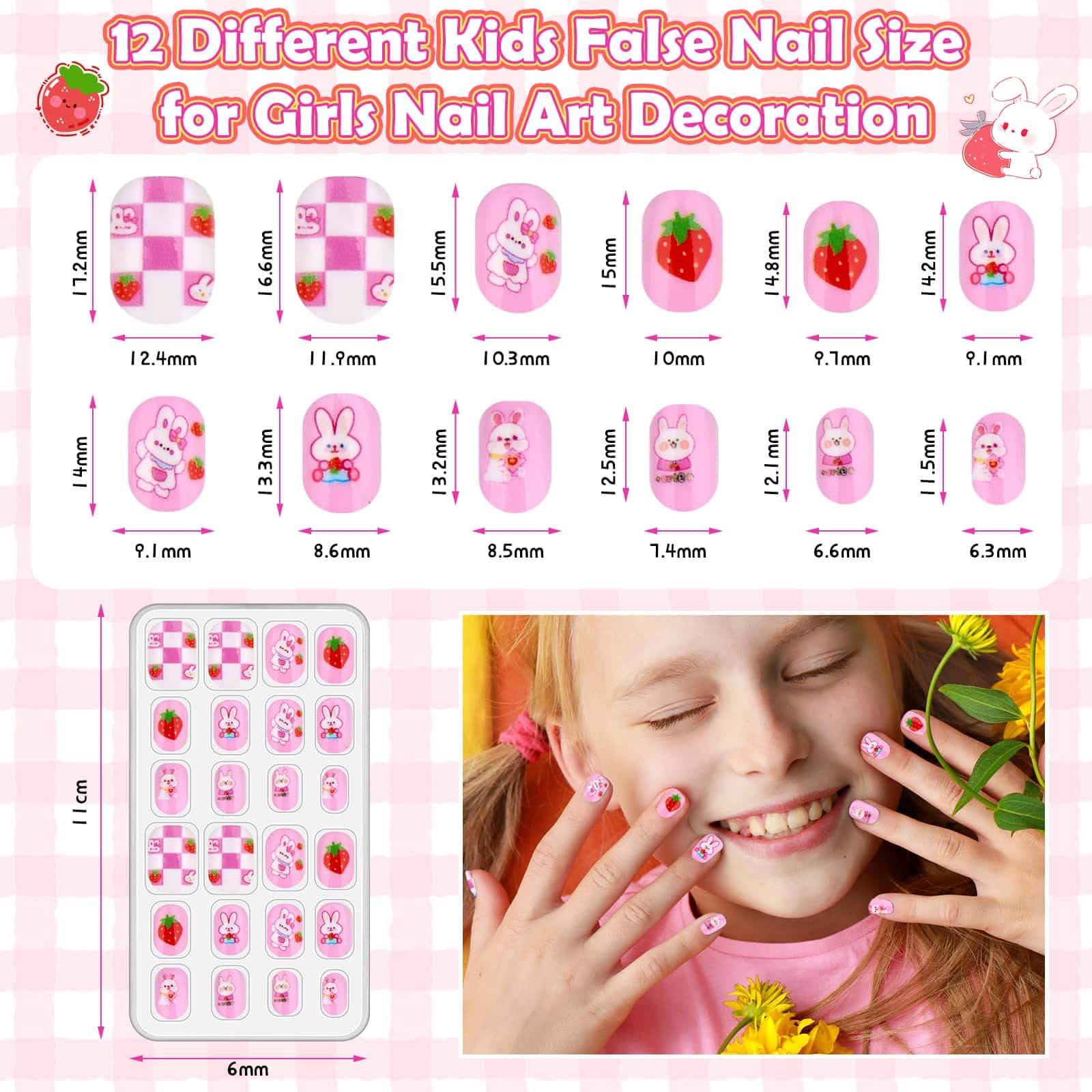 Acejoz 288-Piece Kids Nails Set – Pre-Glue Press-On Nails for Girls 8-12